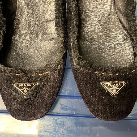 Prada Women's Black Denim Flats 38 - Picture 6 of 6